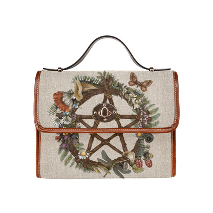 Occult Forest wreath Pentagram cottage witch Canvas satchel Bag