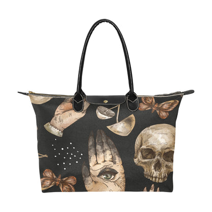 Mushroom Skull witchcraft Women's Classic zip tote Handbag