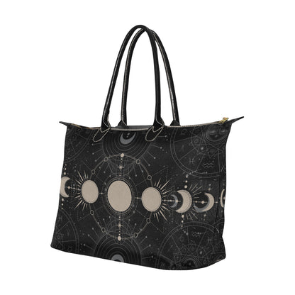 Moon phase witch zip tote Women's Classic Handbag