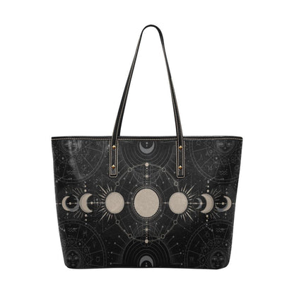 Moon phase astrology Witch Vegan leather PU Tote Bag