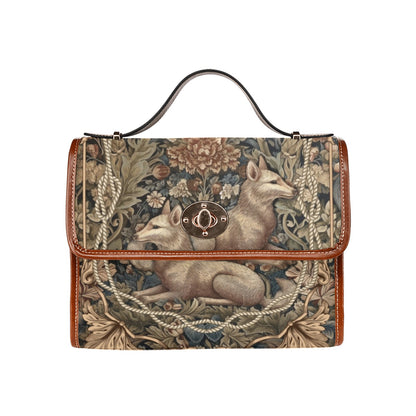 Fox in forest canvas satchel bag