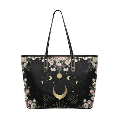 Pale rose moon Vegan Leather zip top tote