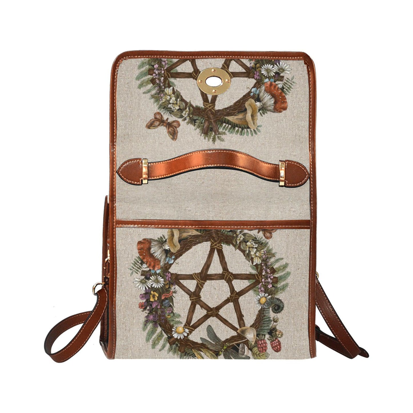 Occult Forest wreath Pentagram cottage witch Canvas satchel Bag