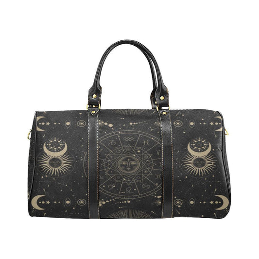 Small duffle Witchy Celestial weekender Travel Bag Black