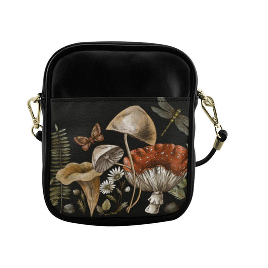 Forest witch Magic mushroom vegan leather mini Sling Bag
