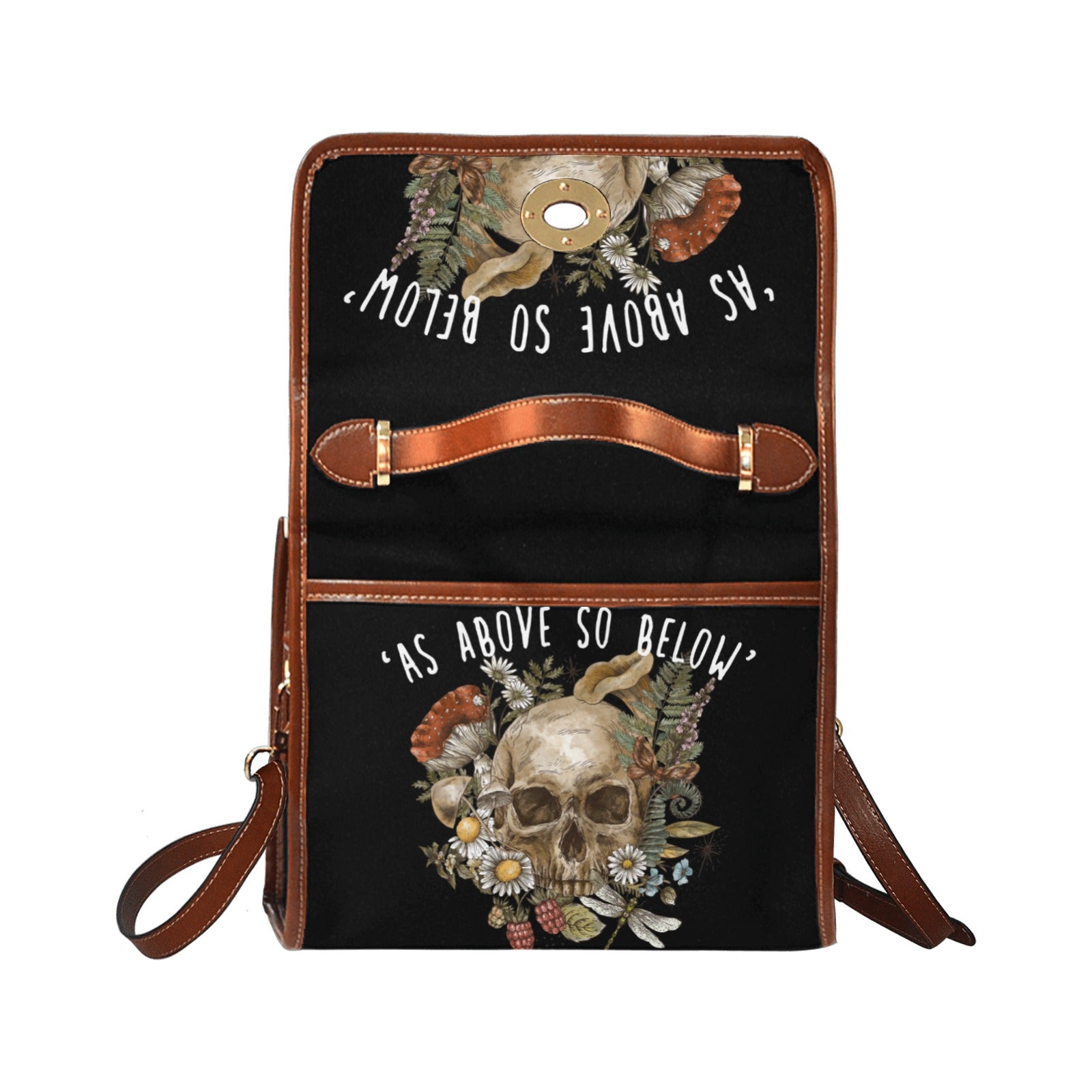 As Above So Below Forest Skull witchy goth Canvas Satchel Bag