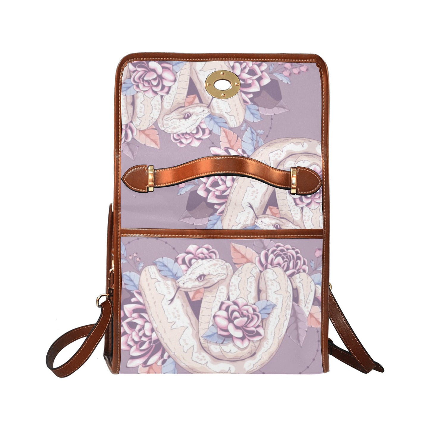 Purple Boho snake Canvas satchel bag