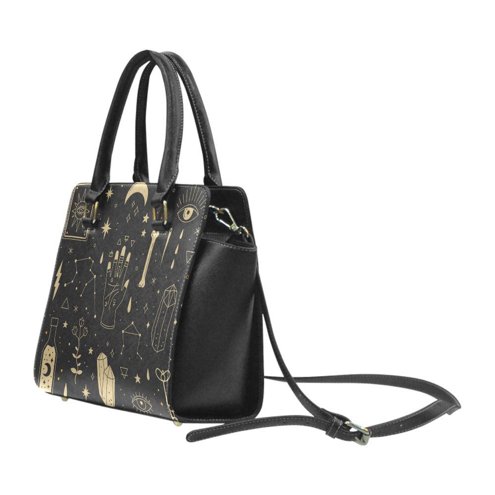 Witchy goth purse - premium Classic Studs Trapeze handbag with strap Handbag