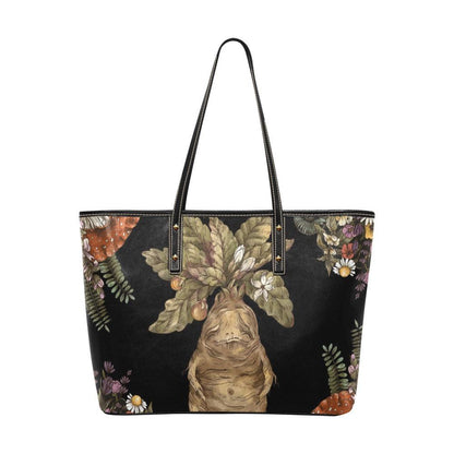 Cottagecore Screaming plant Vegan Leather zip top tote