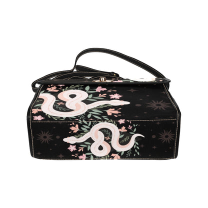 BLACK BOHO witchy SNAKE CANVAS SATCHEL BAG