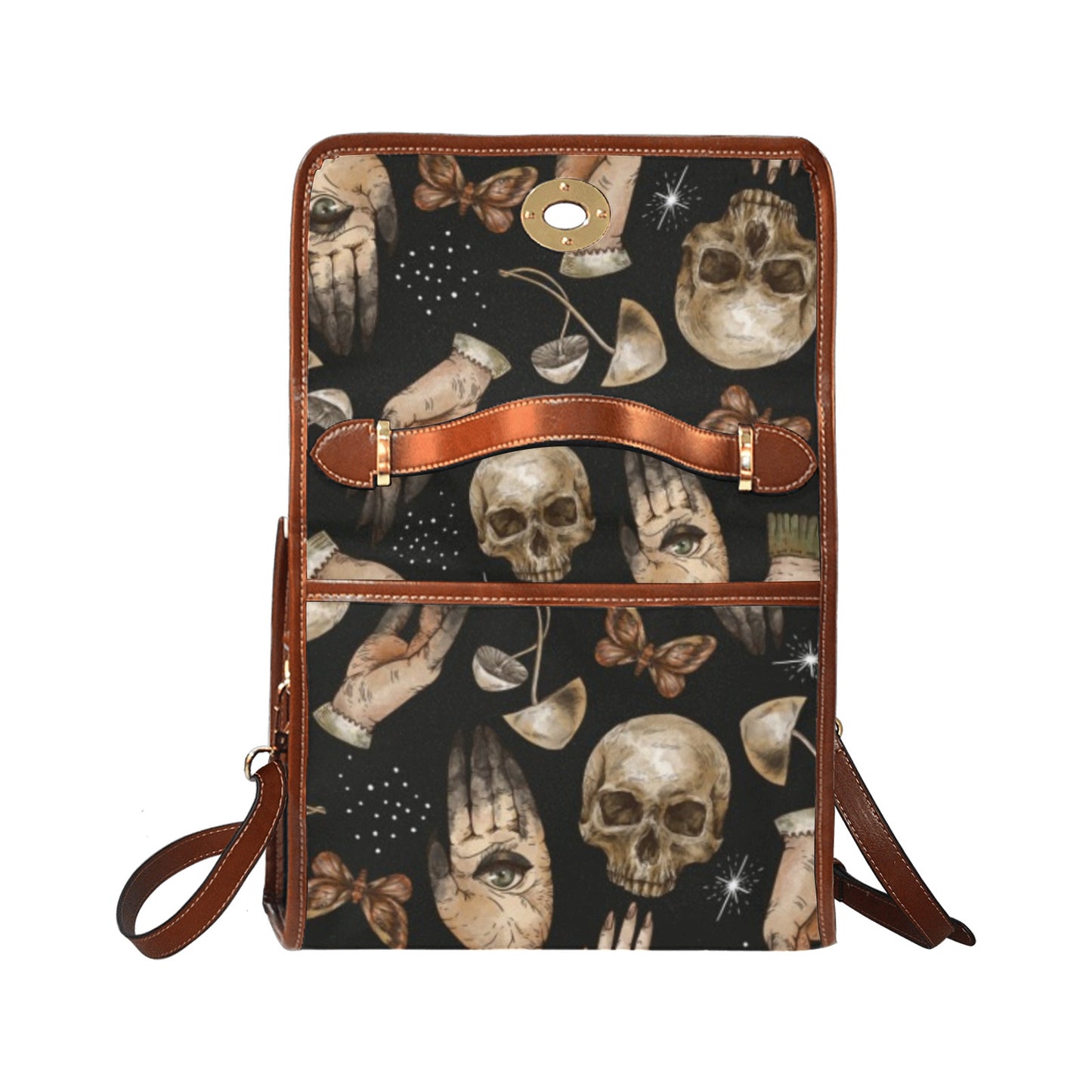 Skull Hands mushroom witchcraft satchel bag