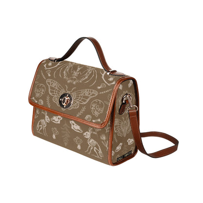 a brown Animal bones Zooarchaeology Canvas satchel bag