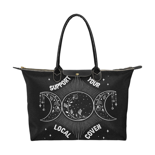 Support your local coven Triple moon women fabric zip tote