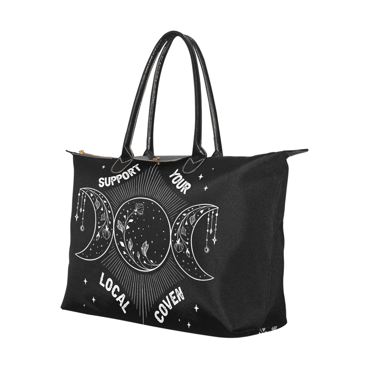 Support your local coven Triple moon women fabric zip tote