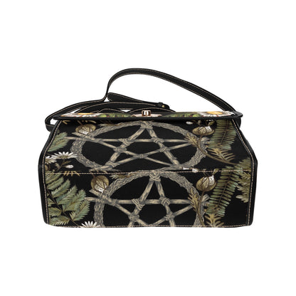 Black Forest Pentagram Daisy cottagecore Canvas Satchel Bag