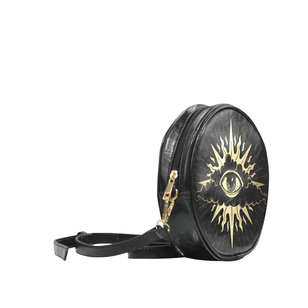 Cloud Eye Vegan leather Witchy Round Drum Bag