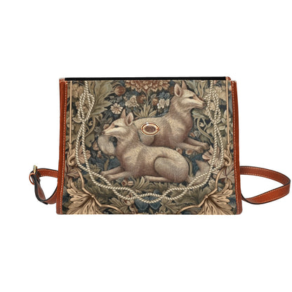 Fox in forest canvas satchel bag