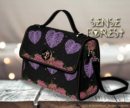 KAWAII GOTH HEART SHAPED RIBCAGE SATCHEL BAG