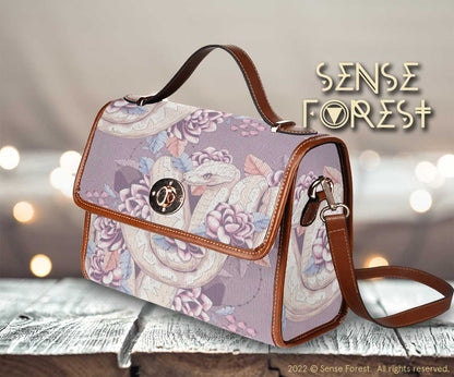 Purple Boho snake Canvas satchel bag