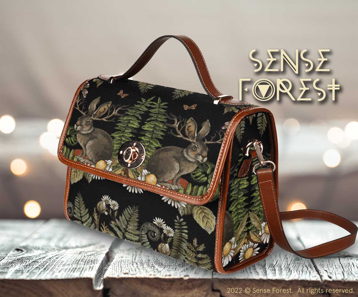 a Cottagecore Forest witch Pagan Ostara Canvas Satchel bag by sense forest