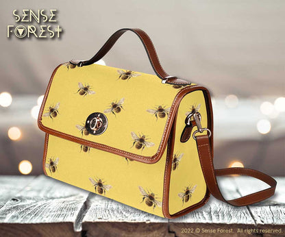 Honey Bees Cottagecore Canvas satchel  Bag