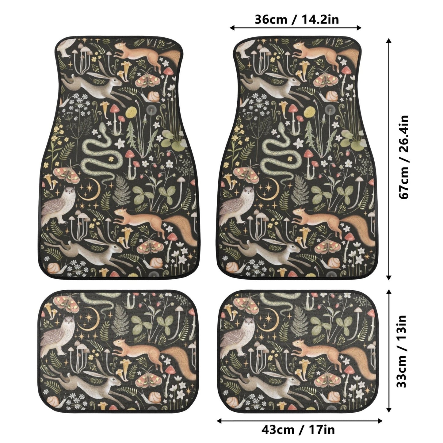 Forest Animals Back and Front Car Floor Mats - sense forest