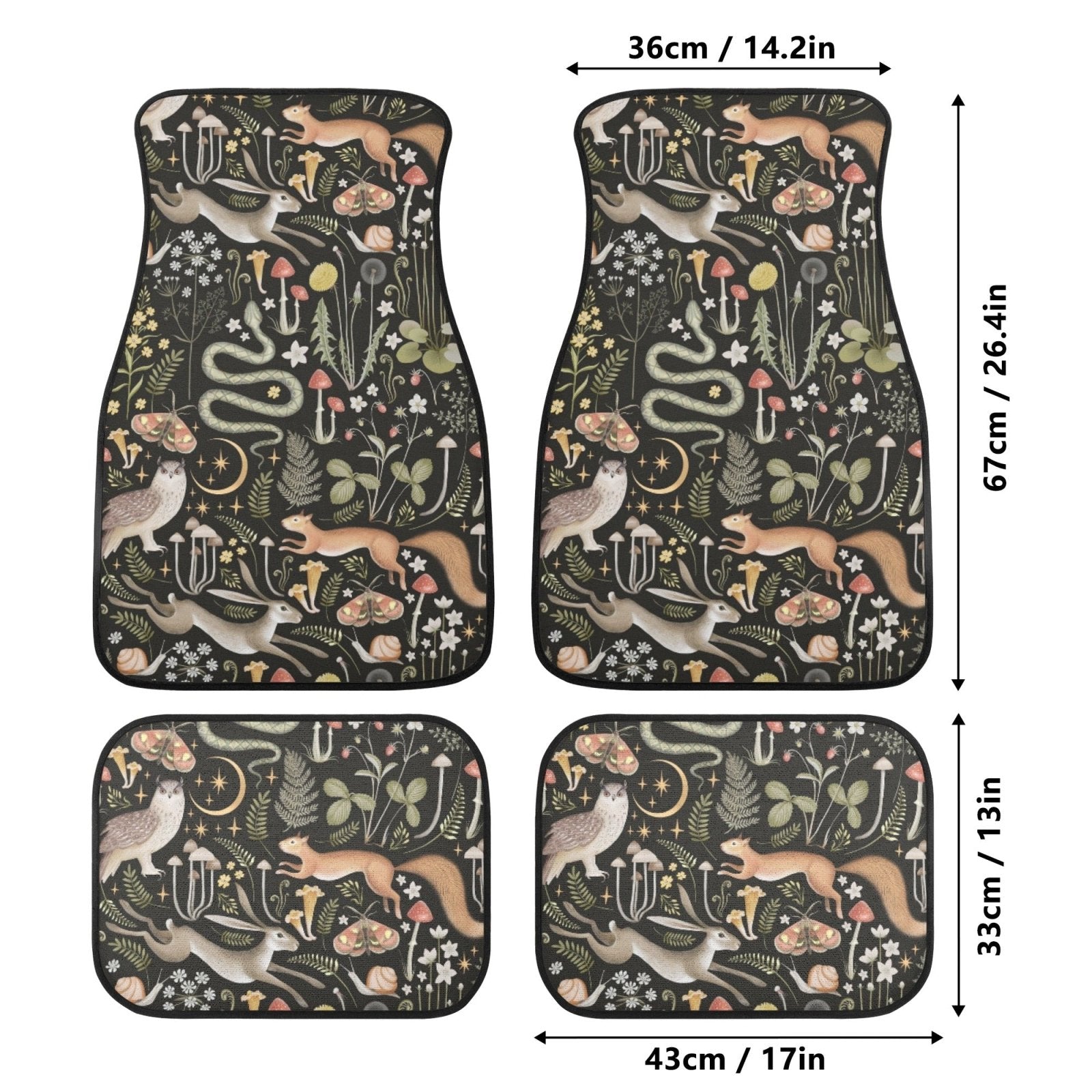Forest Animals Back and Front Car Floor Mats - sense forest