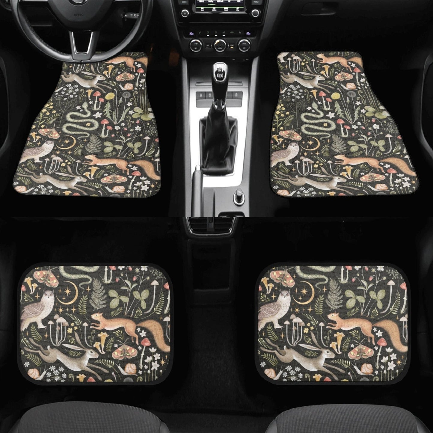 Forest Animals Back and Front Car Floor Mats - sense forest