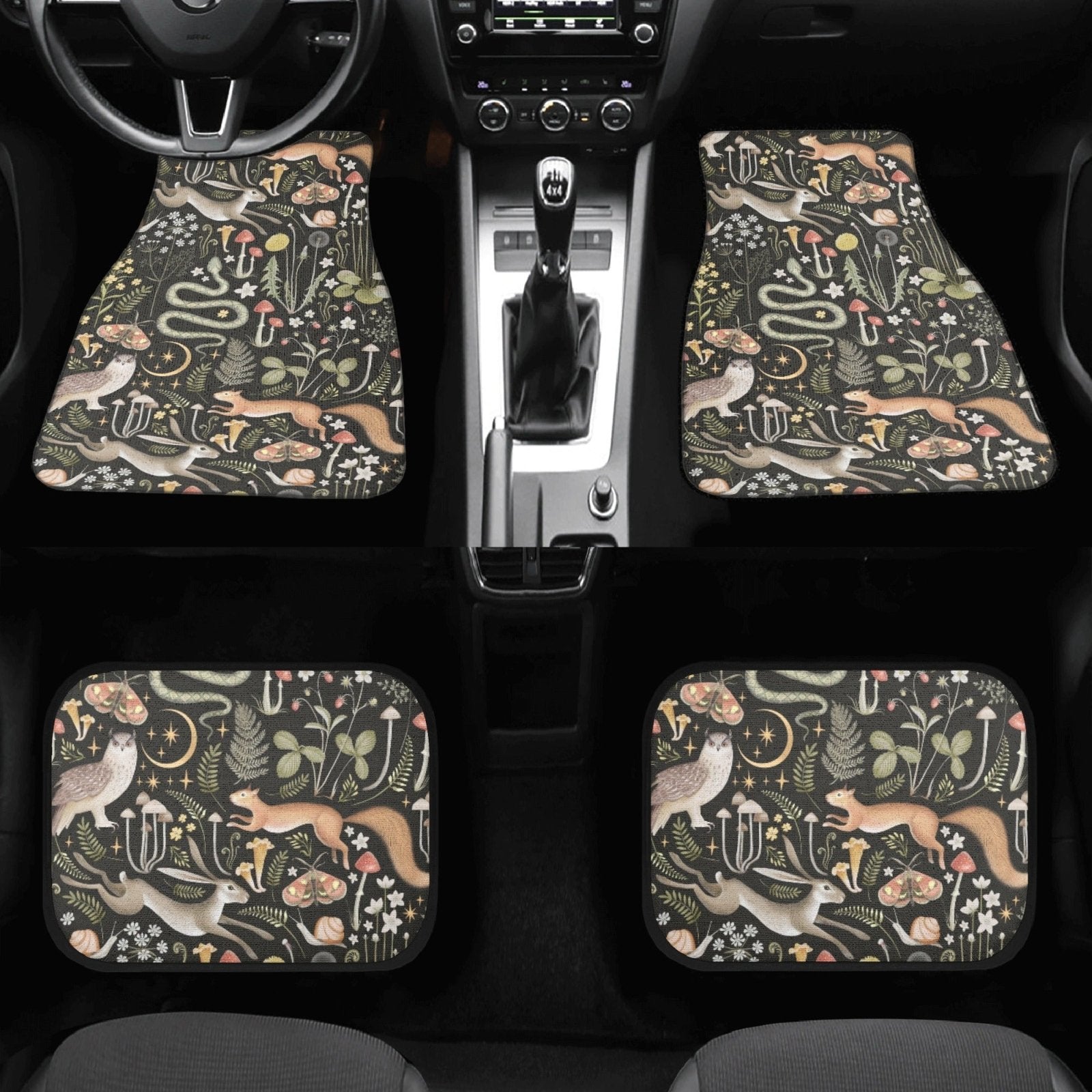 Forest Animals Back and Front Car Floor Mats - sense forest