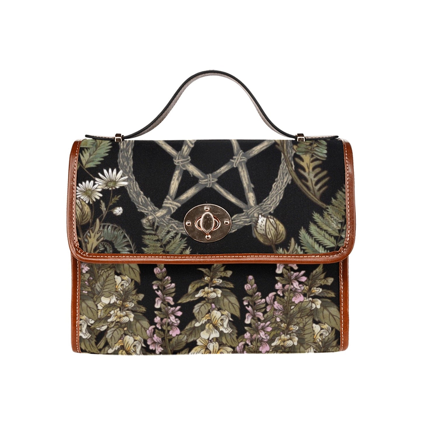 Forest Fern Pentagram Canvas satchel bag - sense forest