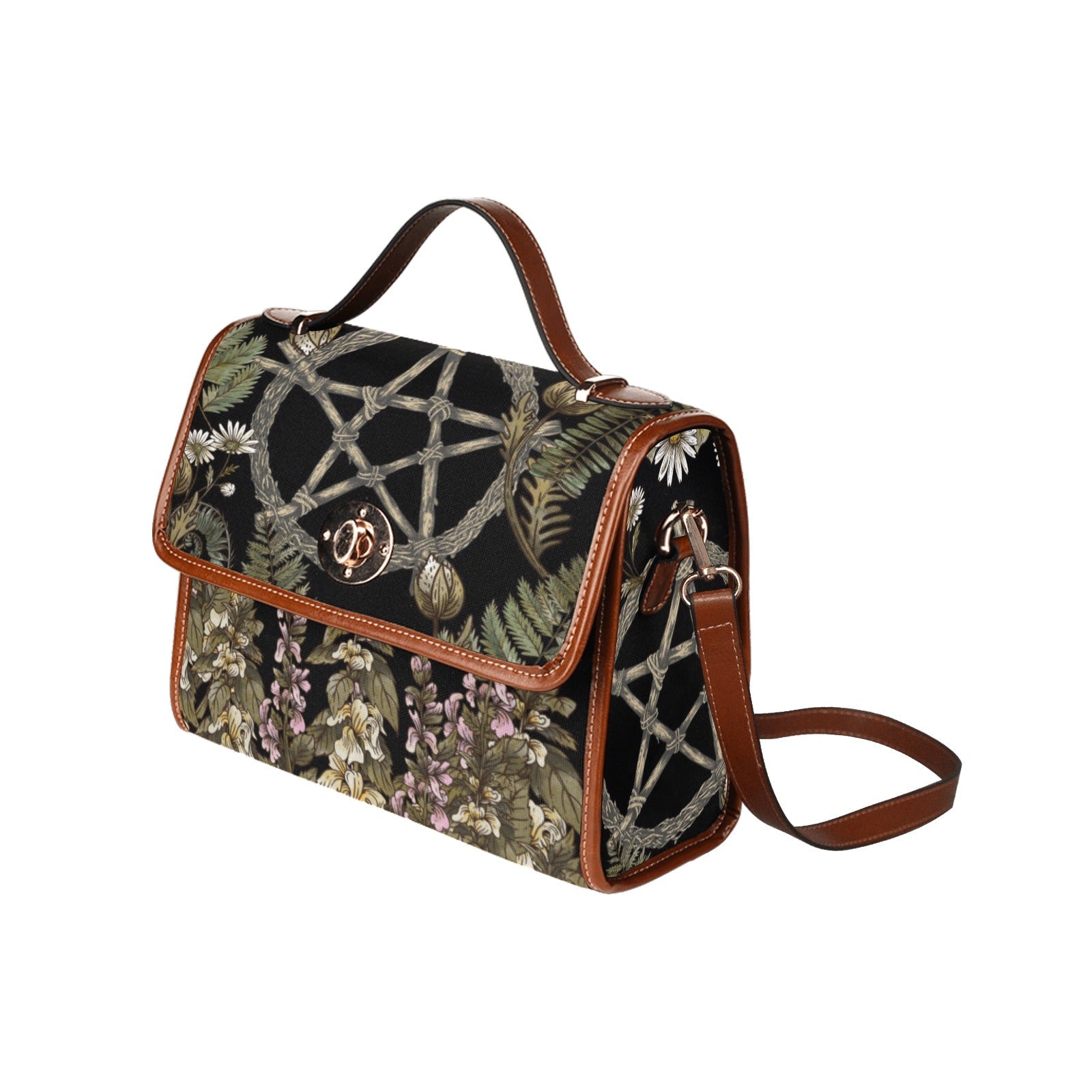 Forest Fern Pentagram Canvas satchel bag - sense forest