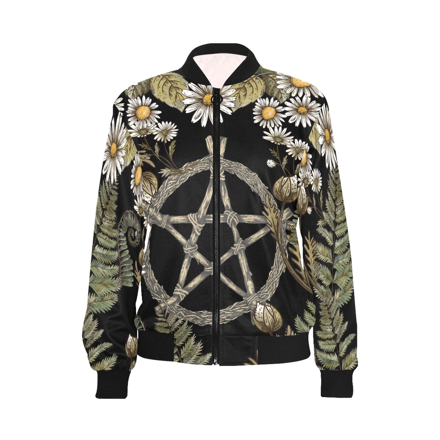 Forest Pentagram Women Bomber Jacket - sense forest