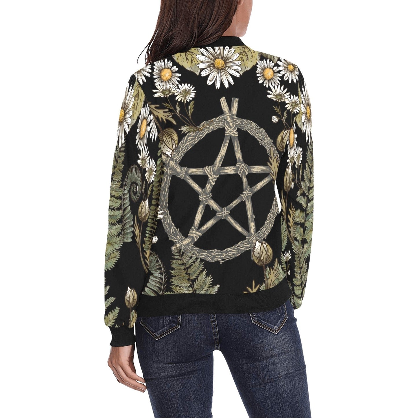 Forest Pentagram Women Bomber Jacket - sense forest