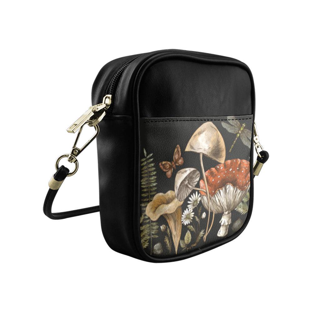 Forest witch Magic mushroom vegan leather mini Sling Bag - sense forest