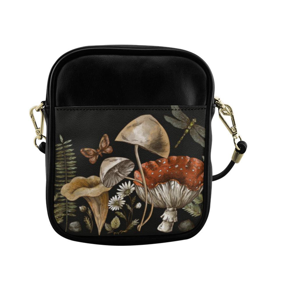 Forest witch Magic mushroom vegan leather mini Sling Bag - sense forest