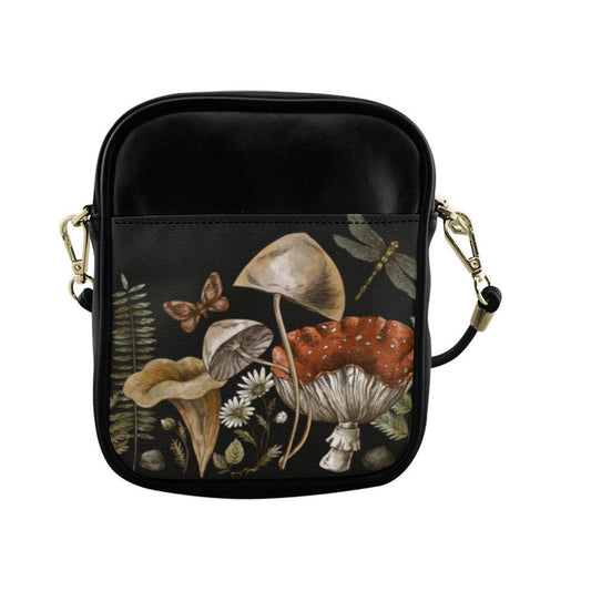 Forest witch Magic mushroom vegan leather mini Sling Bag - sense forest