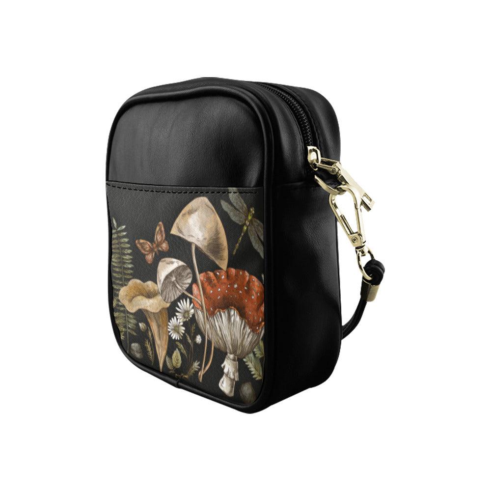 Forest witch Magic mushroom vegan leather mini Sling Bag - sense forest