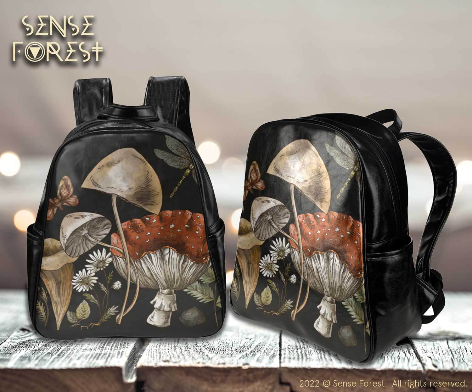 Forest Witch Mushroom Vegan Leather Backpack - sense forest
