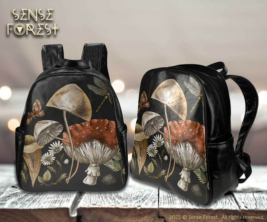 Forest Witch Mushroom Vegan Leather Backpack - sense forest
