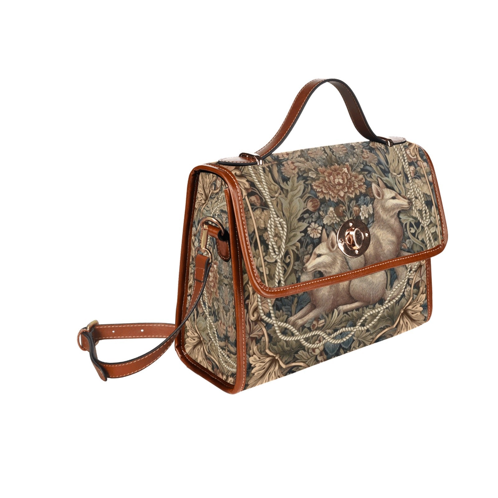 Fox in forest canvas satchel bag - sense forest