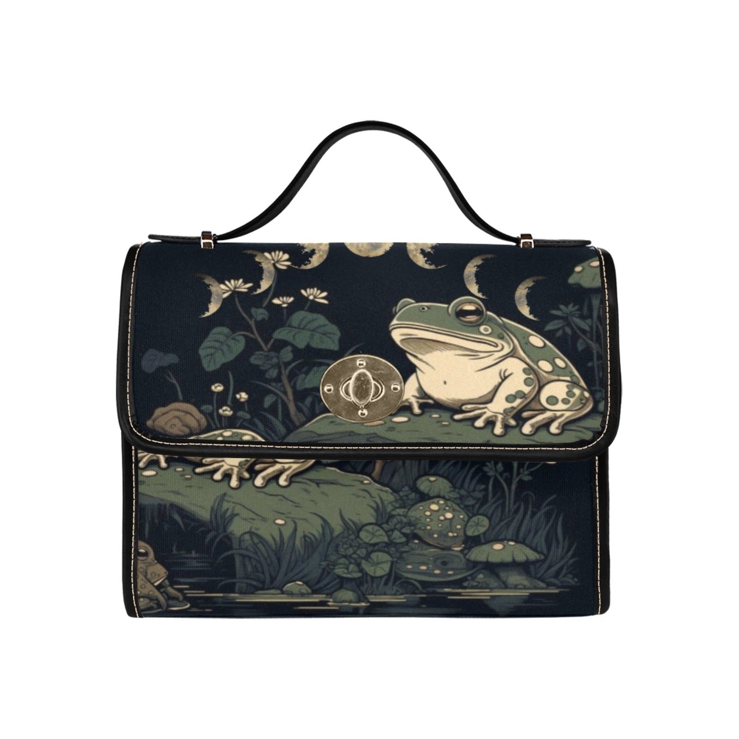 Goblincore Moon Frog forest satchel bag - sense forest