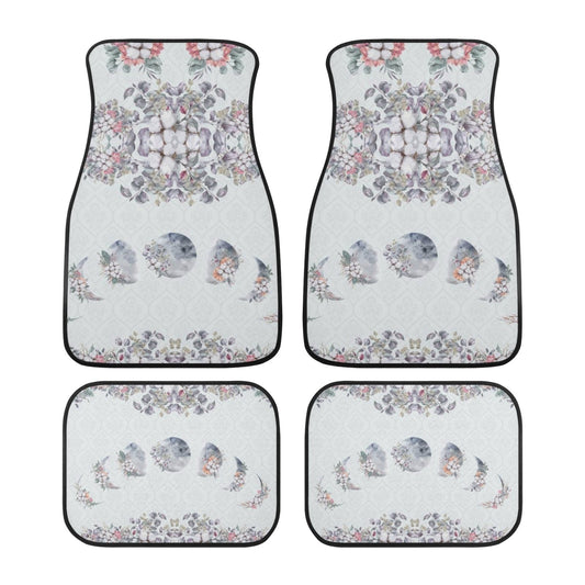 Green Witch Floral Moon Back and Front Car Floor Mats - sense forest