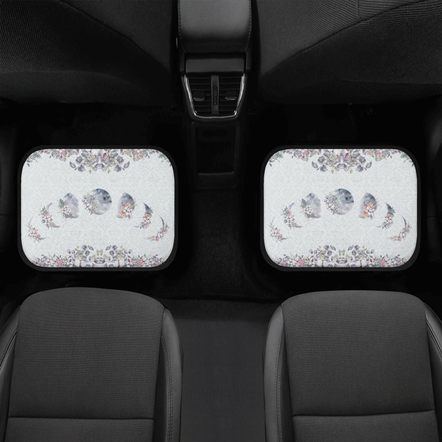 Green Witch Floral Moon Back and Front Car Floor Mats - sense forest