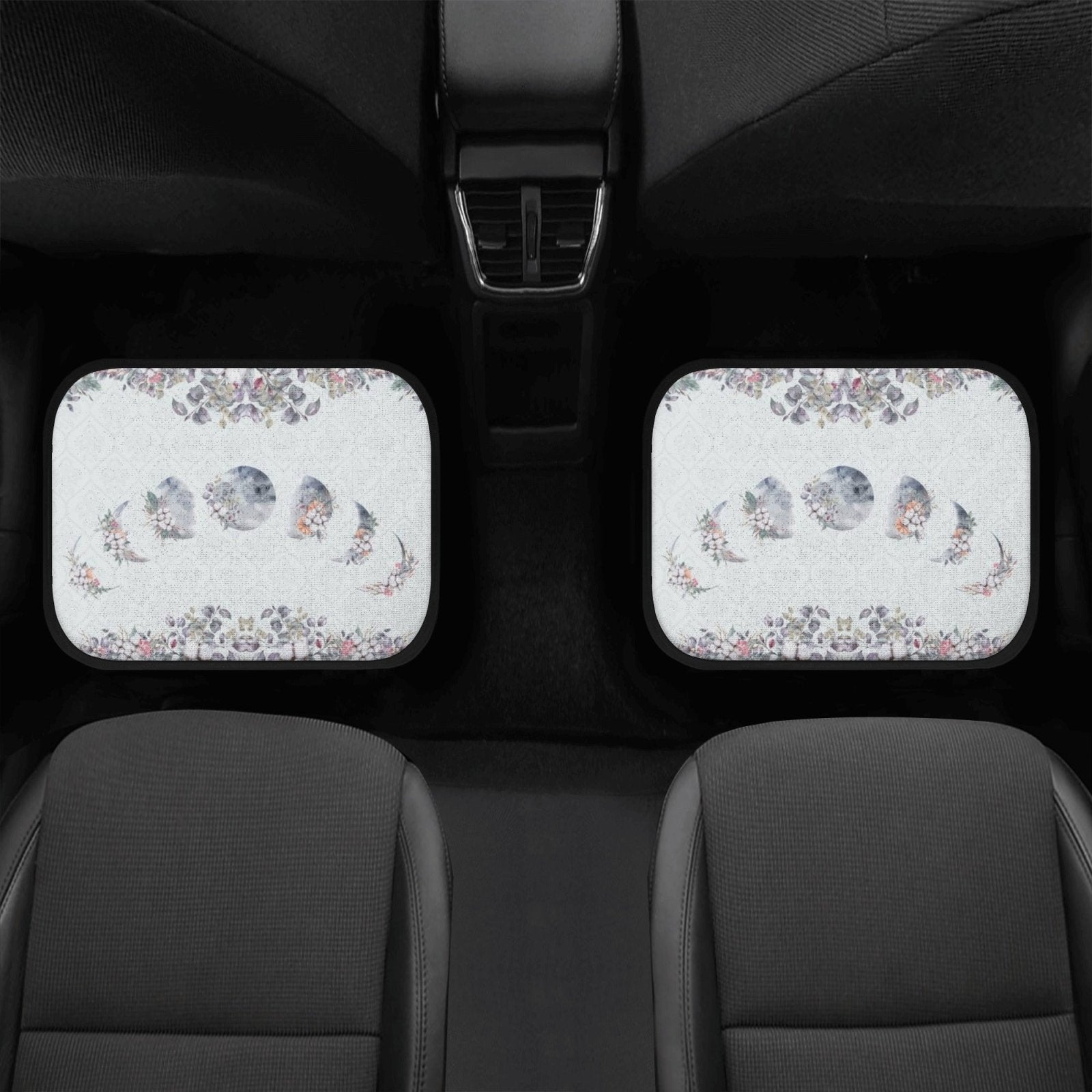Green Witch Floral Moon Back and Front Car Floor Mats - sense forest