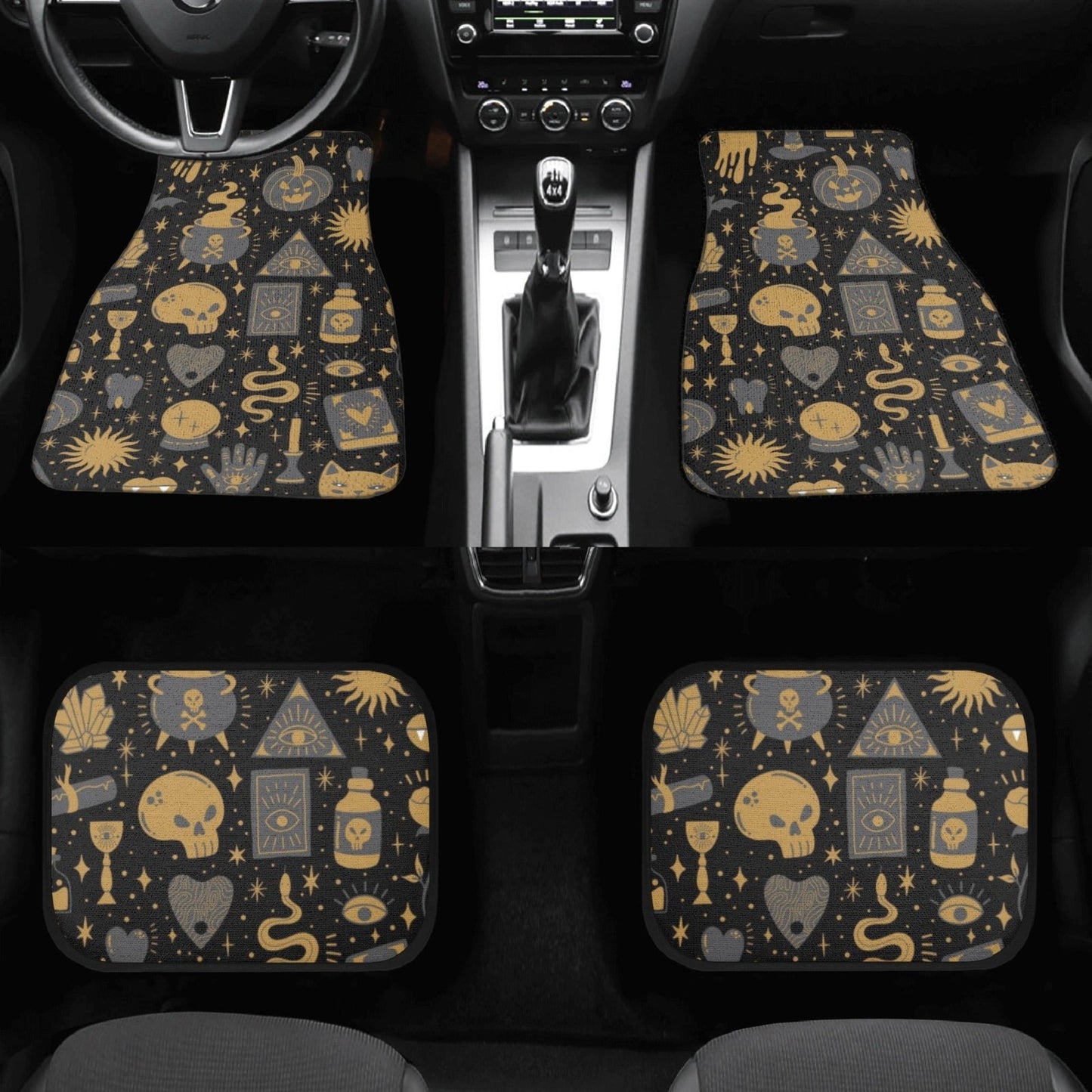 Halloween Spooky kawaii goth Back and Front Car Floor Mats - sense forest