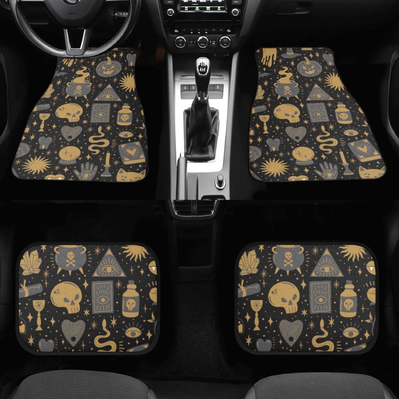 Halloween Spooky kawaii goth Back and Front Car Floor Mats - sense forest