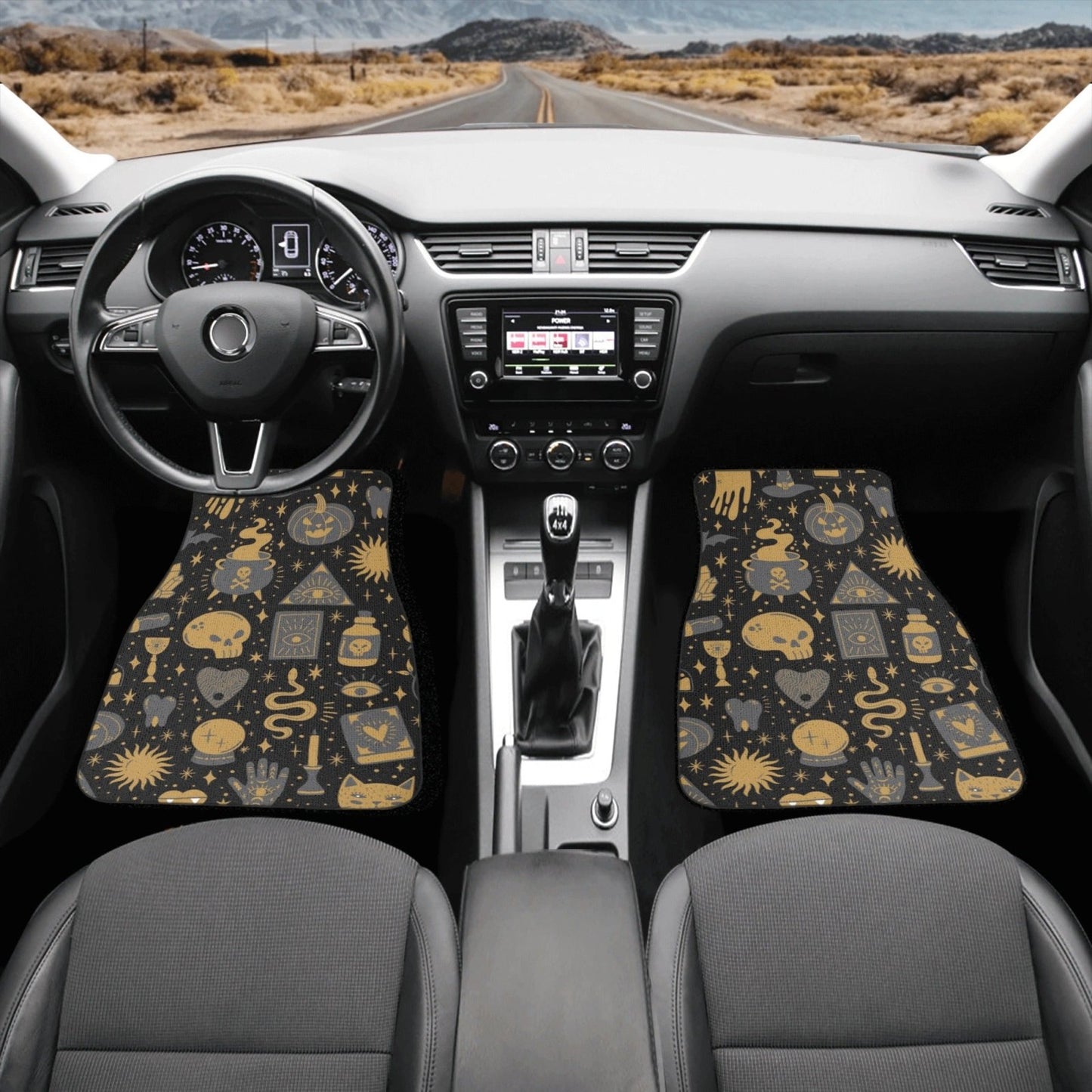 Halloween Spooky kawaii goth Back and Front Car Floor Mats - sense forest