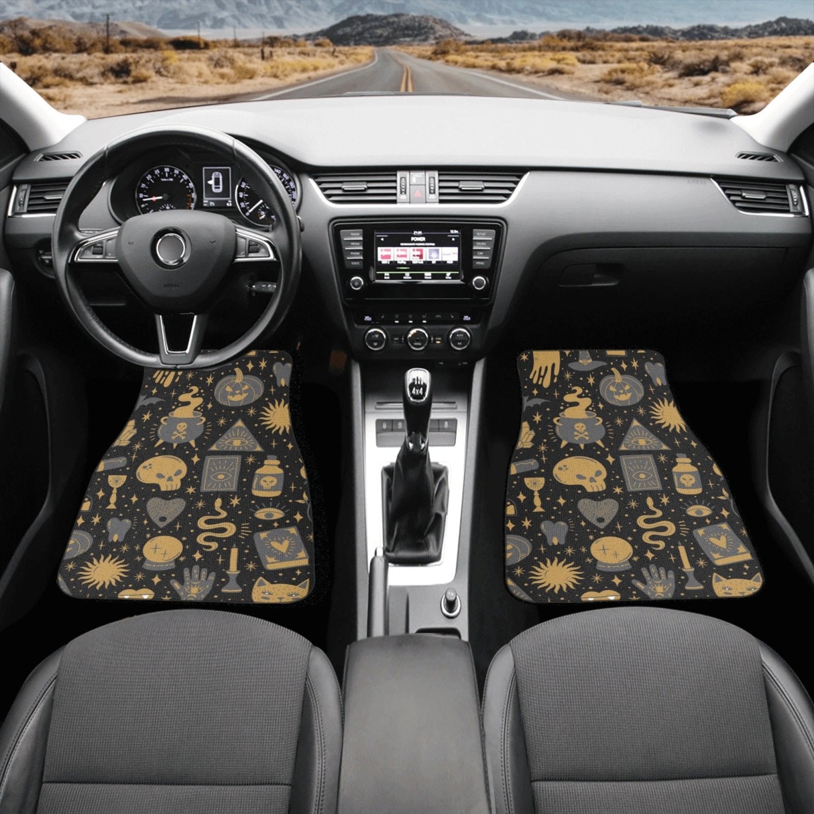 Halloween Spooky kawaii goth Back and Front Car Floor Mats - sense forest