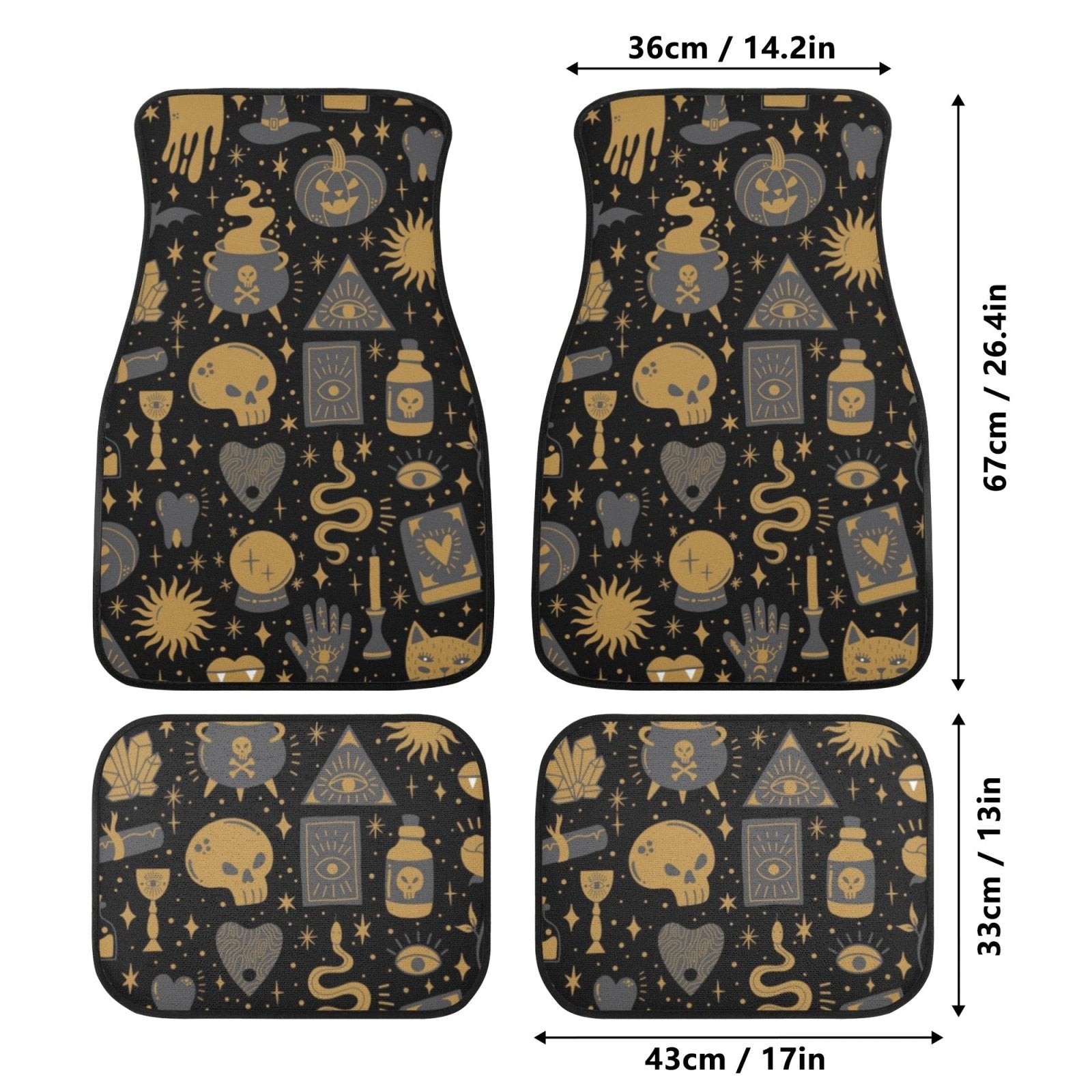 Halloween Spooky kawaii goth Back and Front Car Floor Mats - sense forest