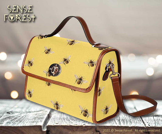 Honey Bees Cottagecore Canvas satchel Bag - sense forest